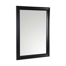 Ganji Black Curved Rectangular Wall-mounted Framed Mirror, (H)103cm (W)73cm