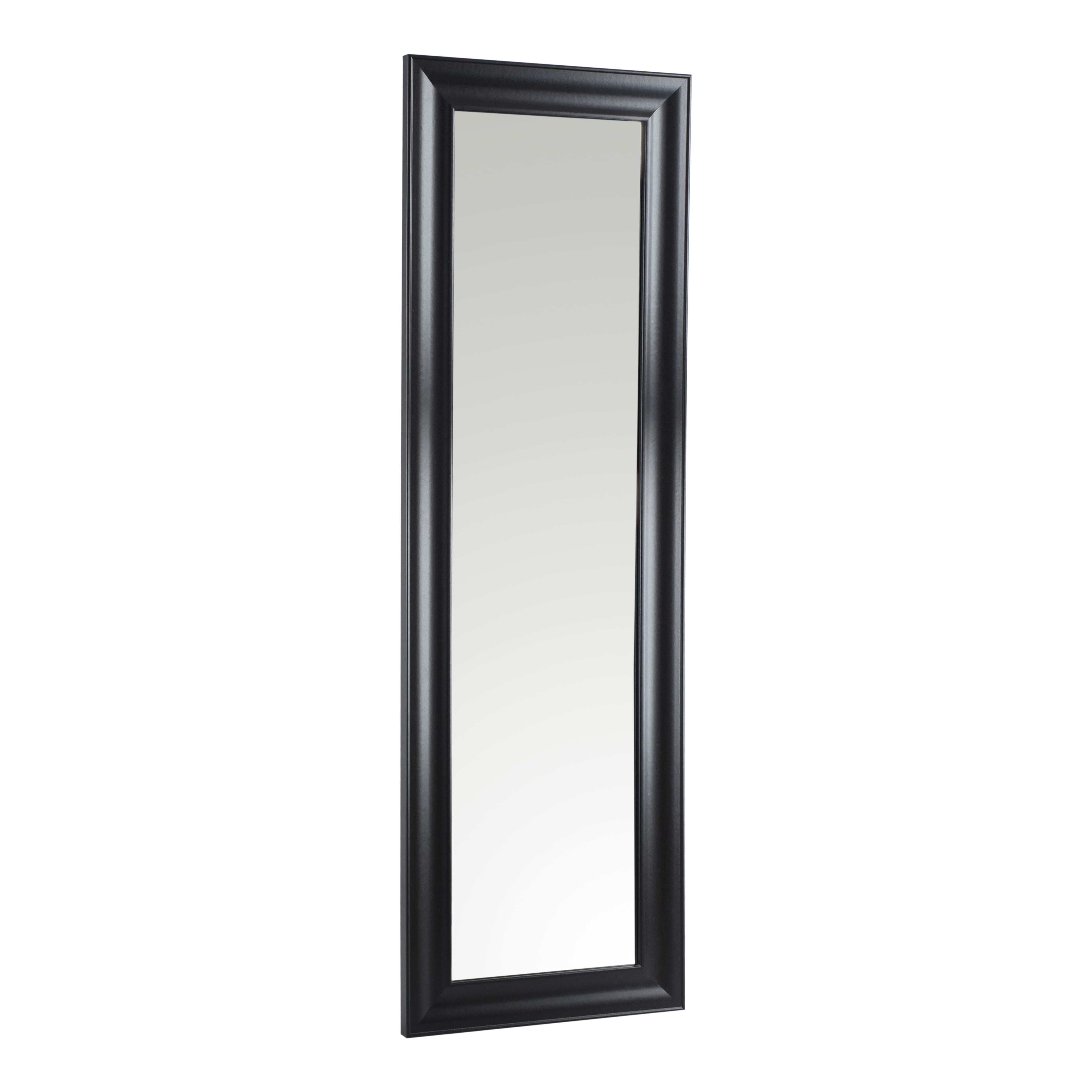 Ganji Black Curved Rectangular Wall-mounted Framed Mirror, (H)133cm (W)43cm