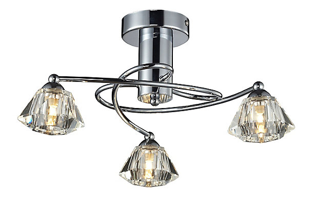 Gara Chrome Effect 3 Lamp Ceiling Light Diy At B Q - 5 Arm Chrome Swirl Ceiling Light With Frosted Glass Shades