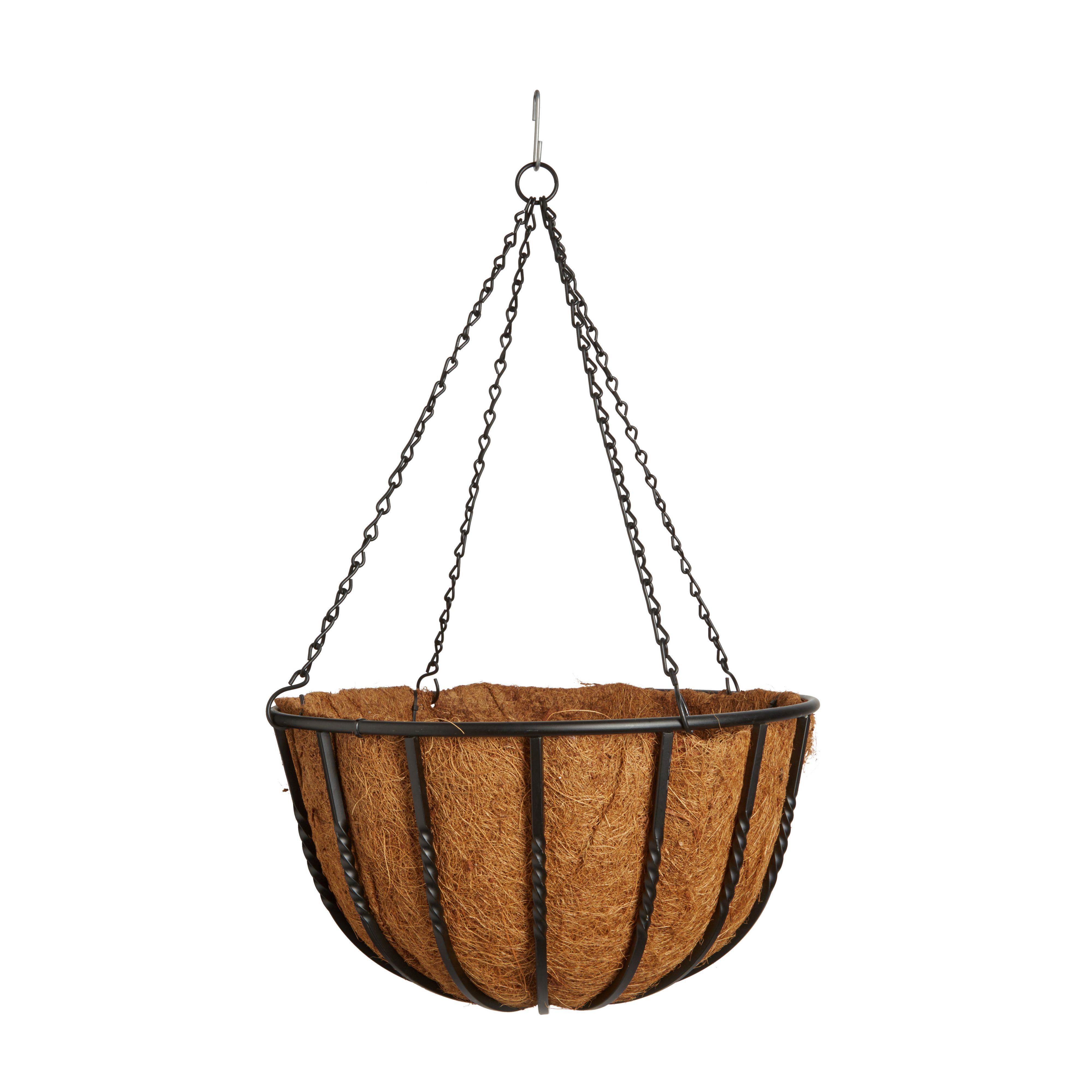 Gardman Forge Black Round Coco liner Hanging basket, 40.64cm