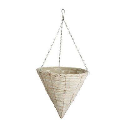 Gardman Natural Whitewash cone Hanging basket, 35.56cm | DIY at B&Q