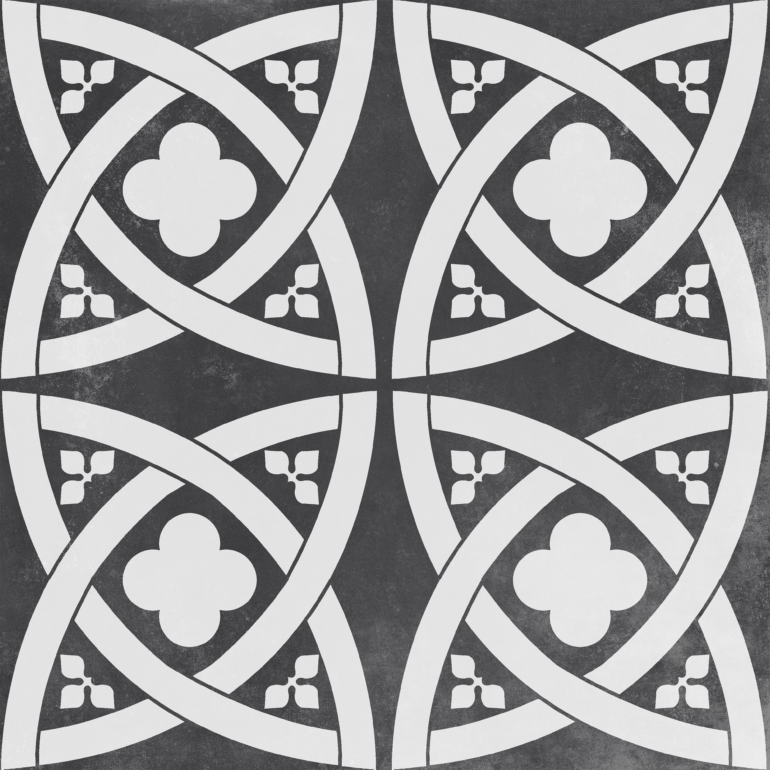 Gatsby Black & white Matt Patterned Porcelain Outdoor Floor Tile, (L ...