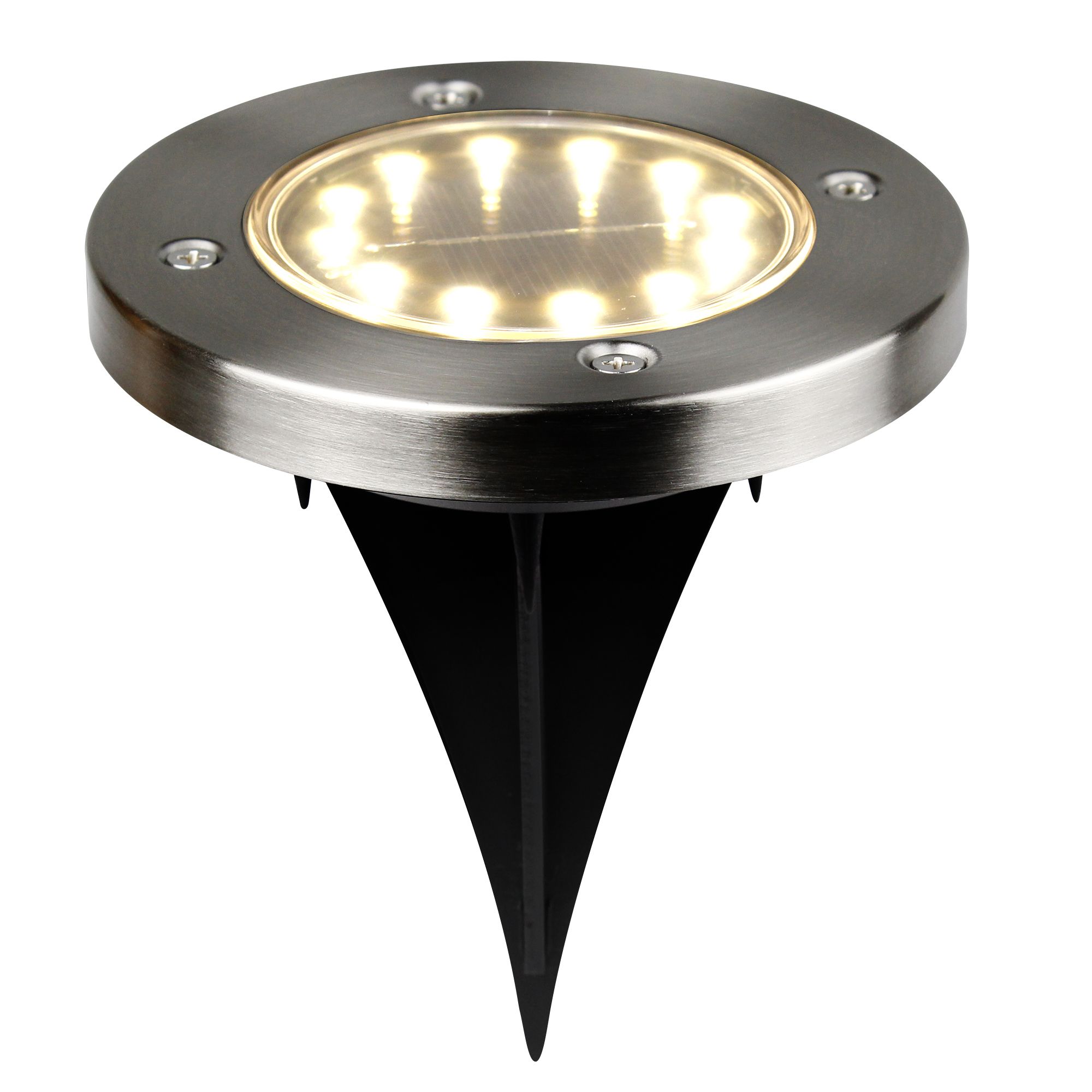 Gavea Grey & black Stainless steel effect Solar-powered Integrated LED Outdoor Ground light