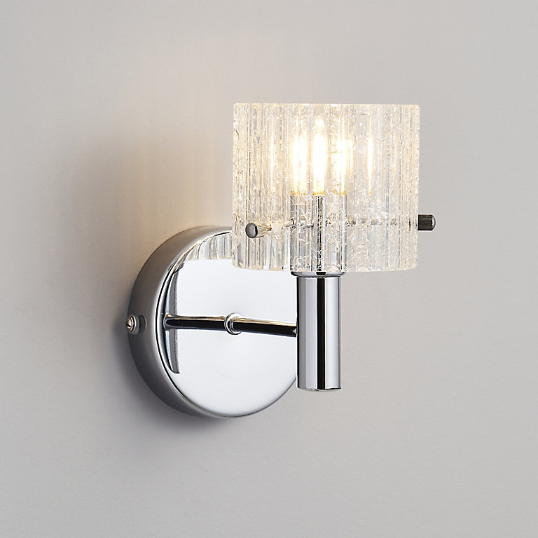 Genie Polished Transpa Chrome Effect Bathroom Wall Light Diy At B Q - Matching Ceiling And Wall Lights Next