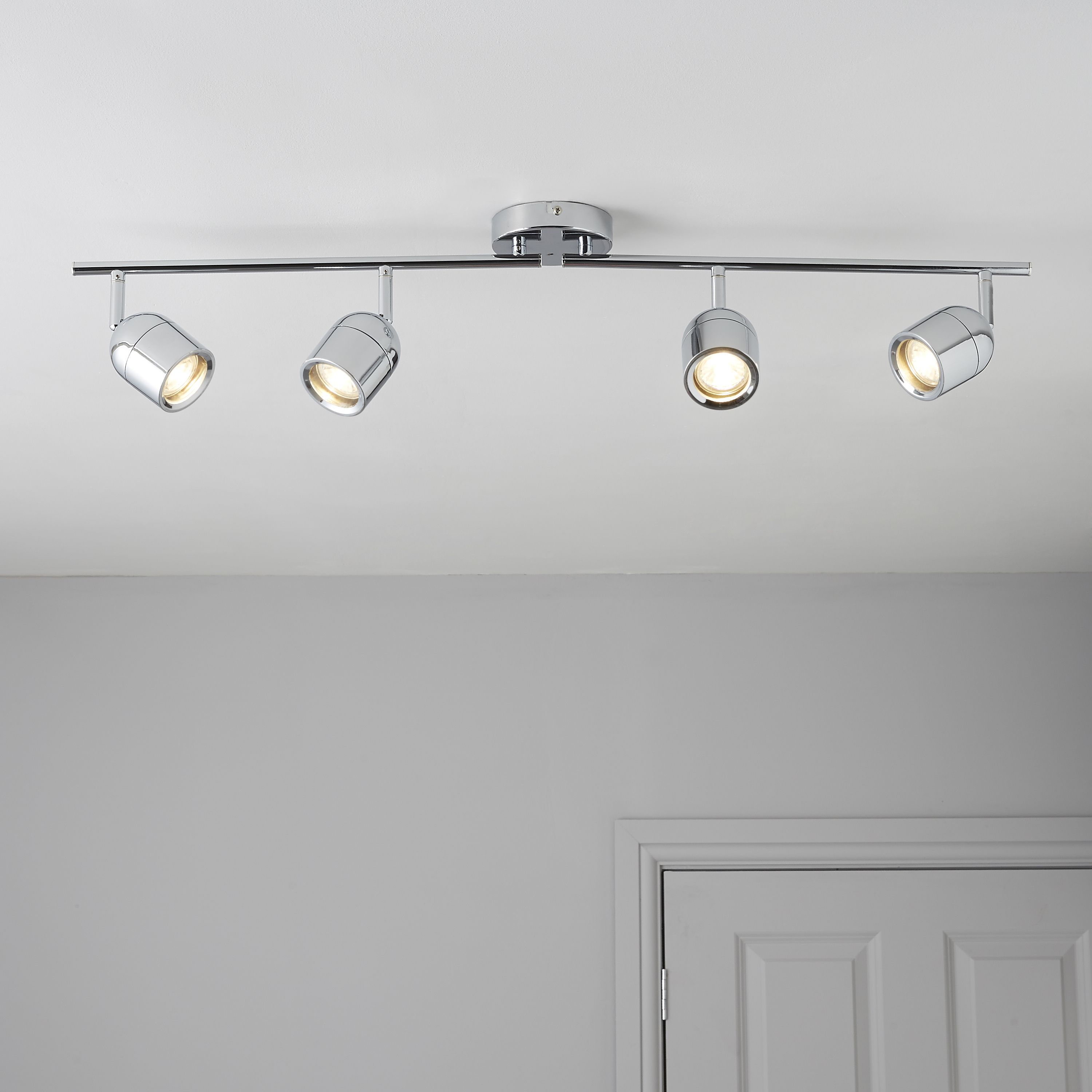 Genlis Chrome effect Mains-powered 4 lamp Bathroom Spotlight