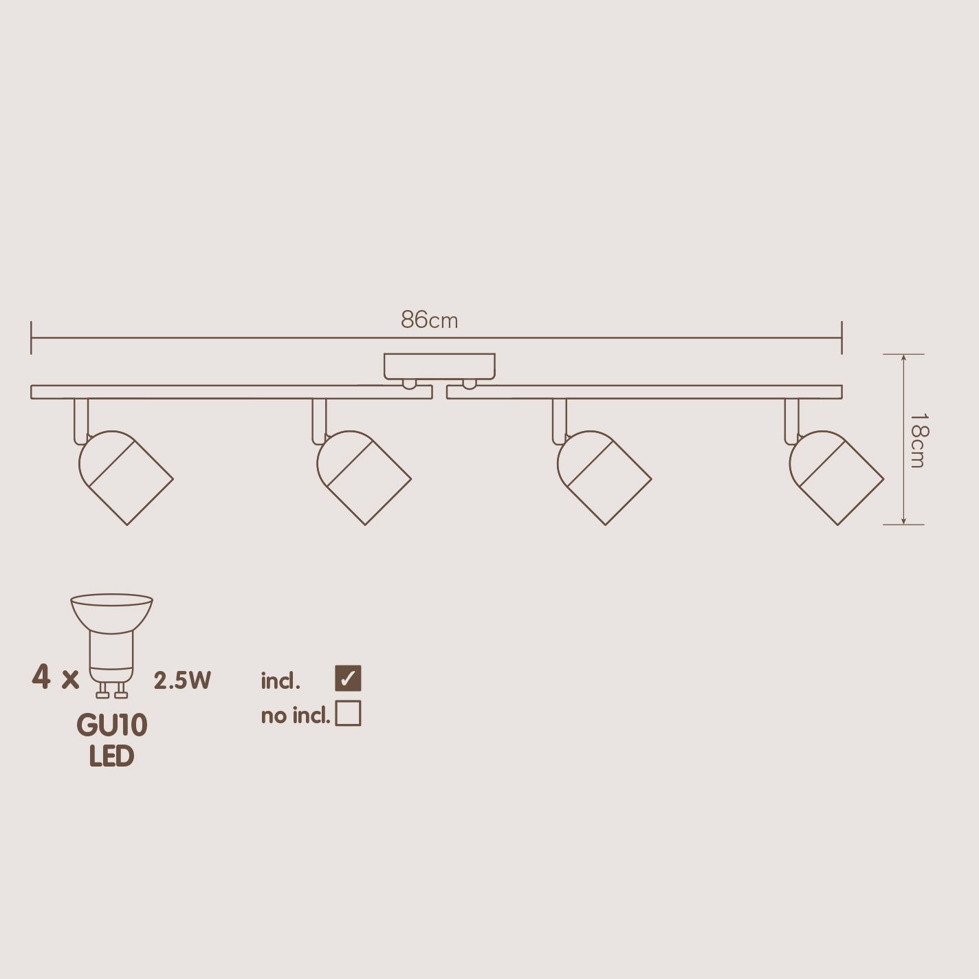 Genlis Chrome effect Mains-powered 4 lamp Bathroom Spotlight