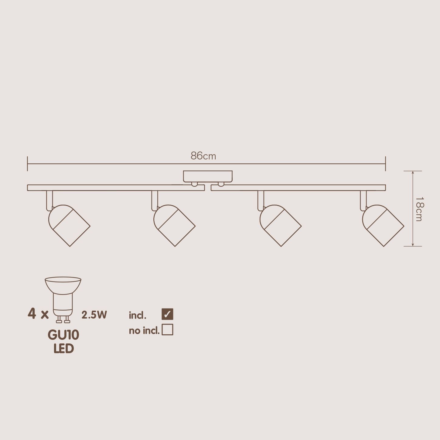 Genlis Spot Matt White 4 Light Bathroom Spotlight