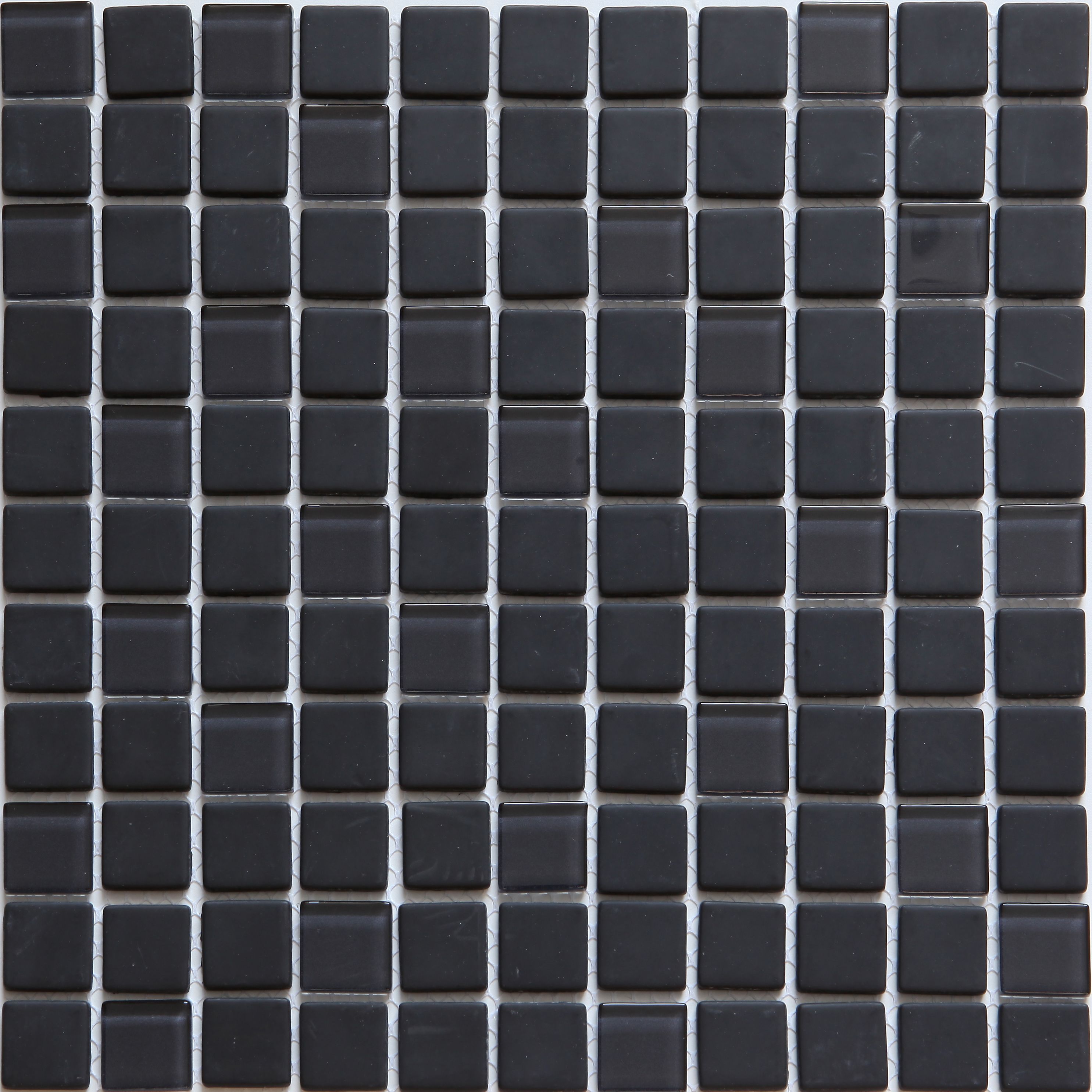 Genovia Black & grey Gloss Glass effect Mosaic Glass Mosaic tile, (L)295mm (W)295mm