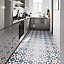 Geo Moroccan Blush & Blue Matt Geometric Porcelain Wall & floor Tile, Pack of 7, (L)450mm (W)450mm
