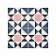Geo Moroccan Blush & Blue Matt Geometric Porcelain Wall & floor Tile, Pack of 7, (L)450mm (W)450mm