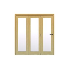 Geom 1 Lite Clear Glazed Oak Internal Bi-fold Door set, (H)2060mm (W)2132mm