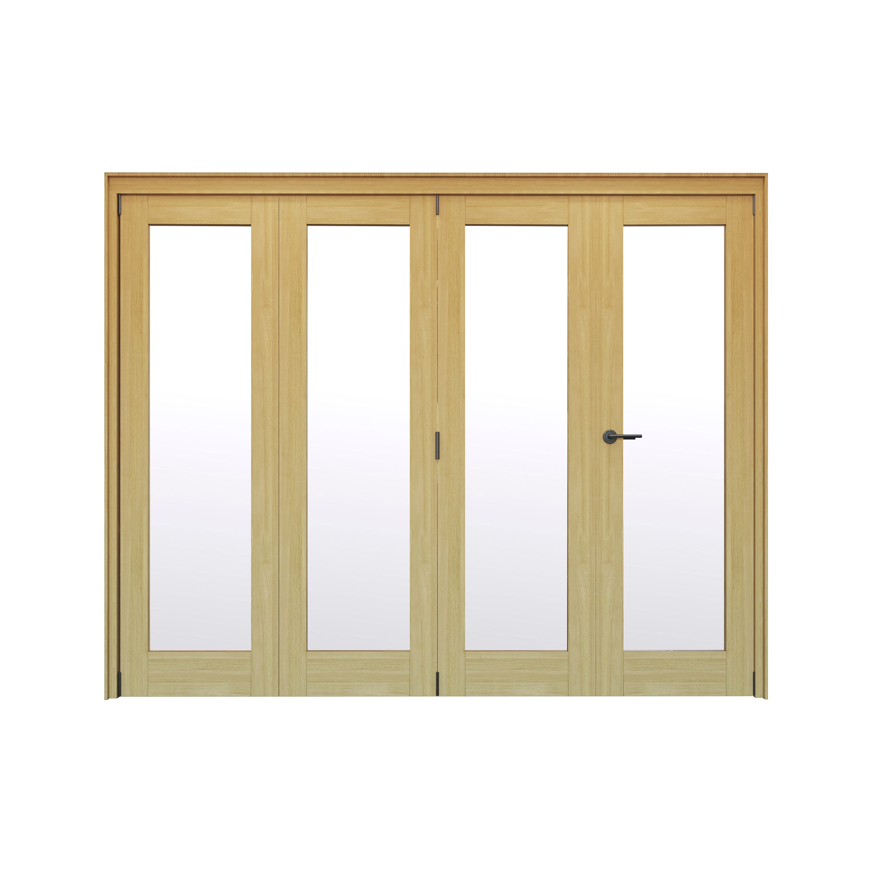 Geom 1 Lite Clear Glazed Oak Internal Bi-fold Door set, (H)2060mm (W)2517mm