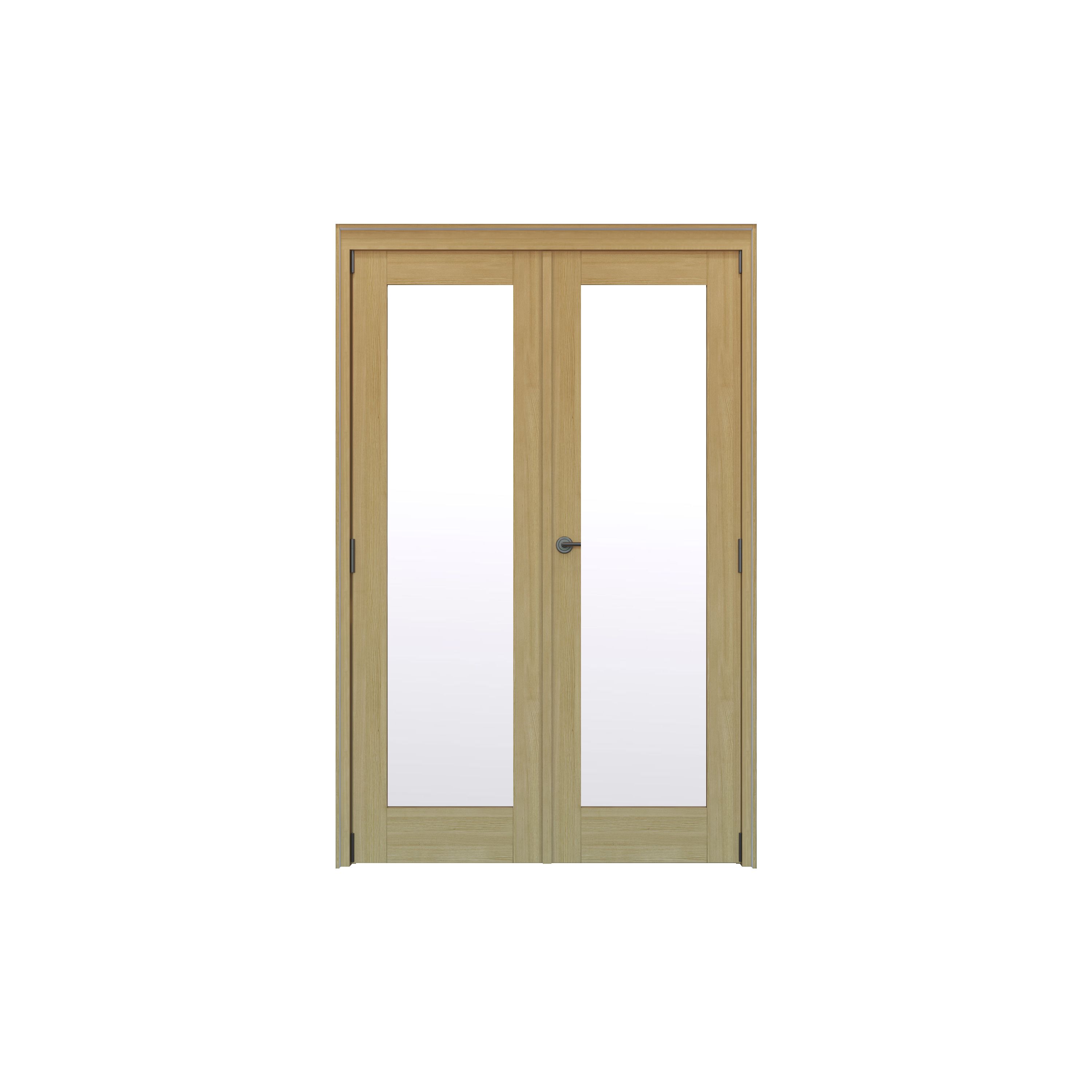 Geom 1 Lite Clear Glazed Oak Internal Patio Door set, (H)2017mm (W)1219mm