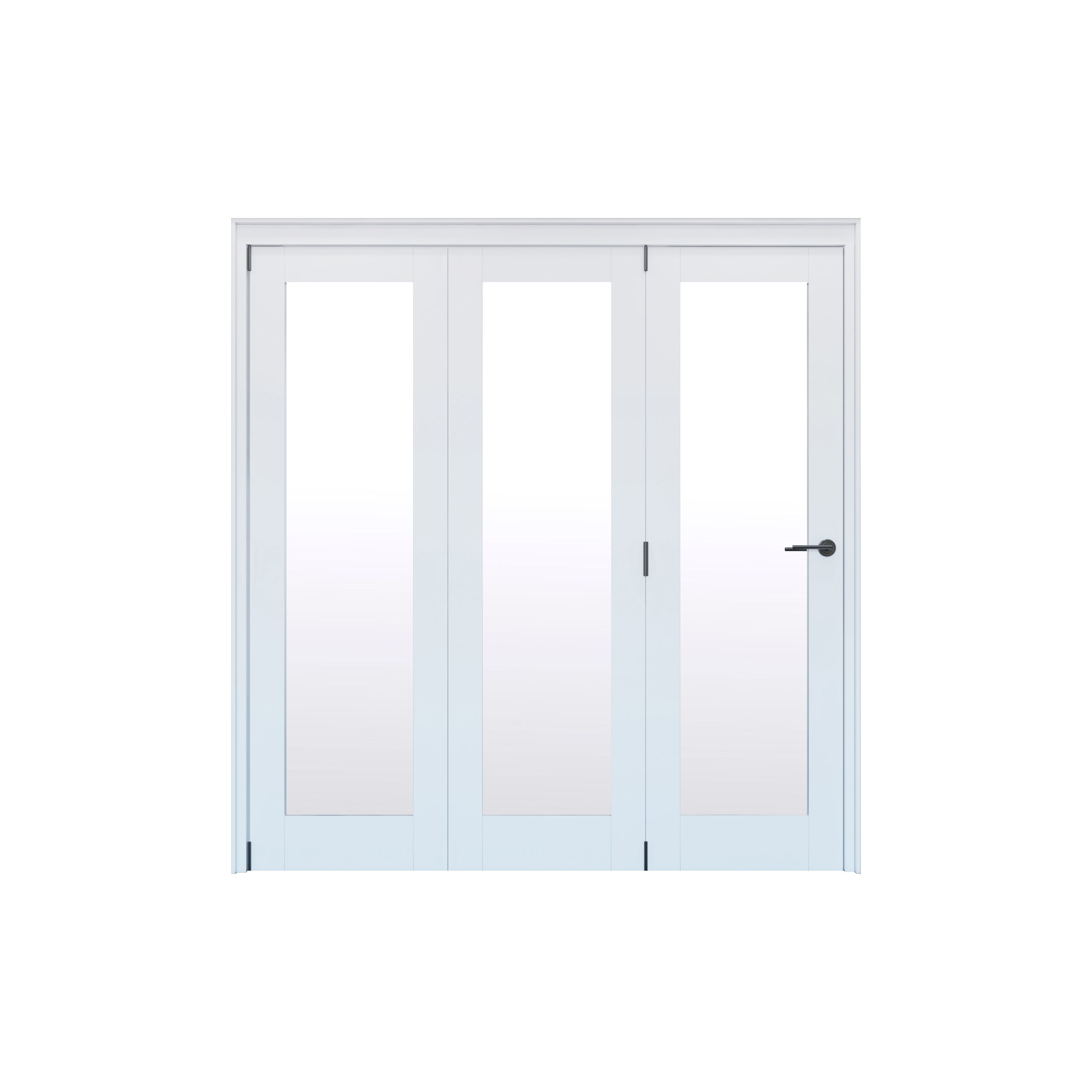 Geom 1 Lite Clear Glazed Pre-painted White Softwood Bi-fold Door set with 1 panes, (H)2060mm (W)2132mm Internal