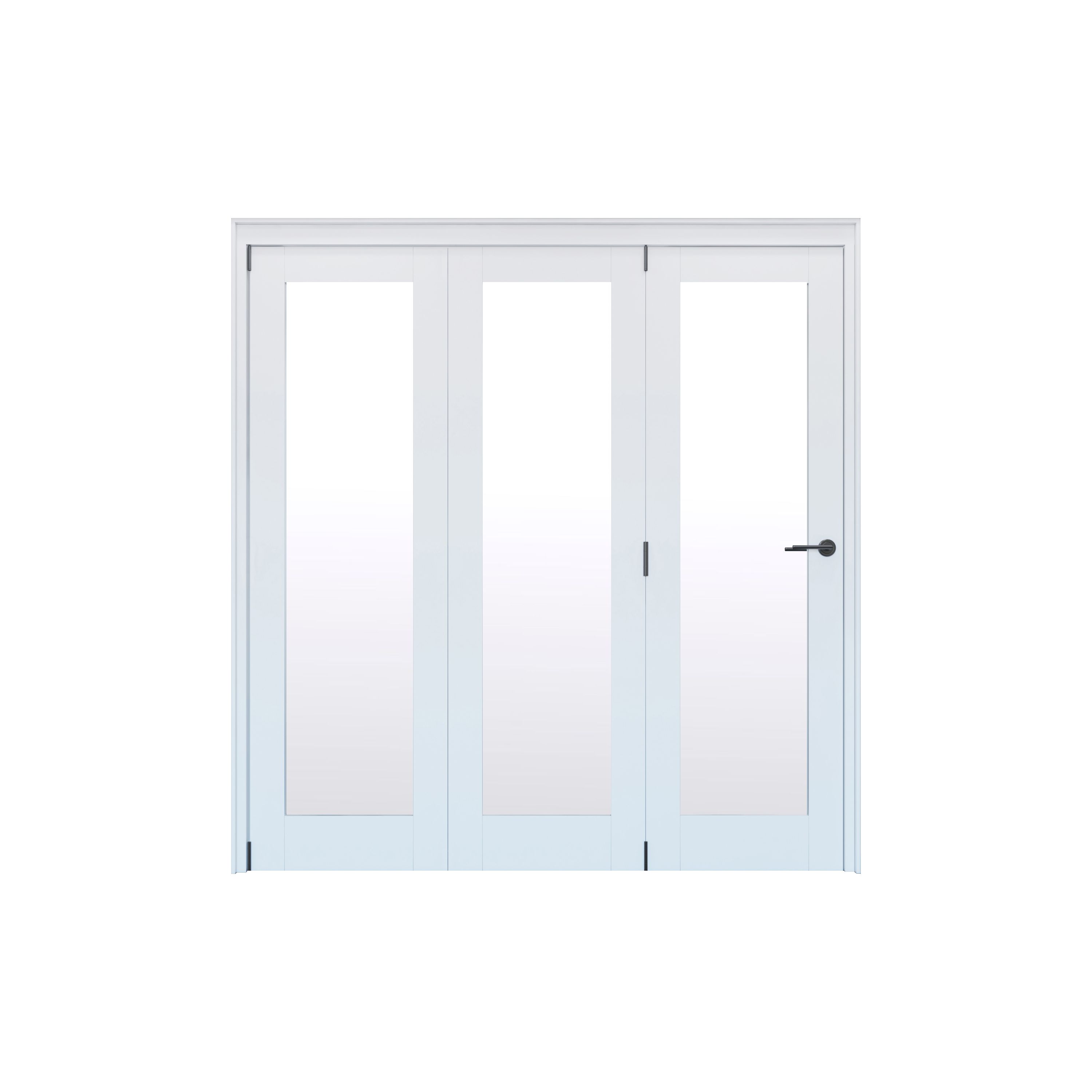 Geom 1 Lite Clear Glazed Pre-painted White Softwood Internal Bi-fold Door set, (H)2060mm (W)2132mm