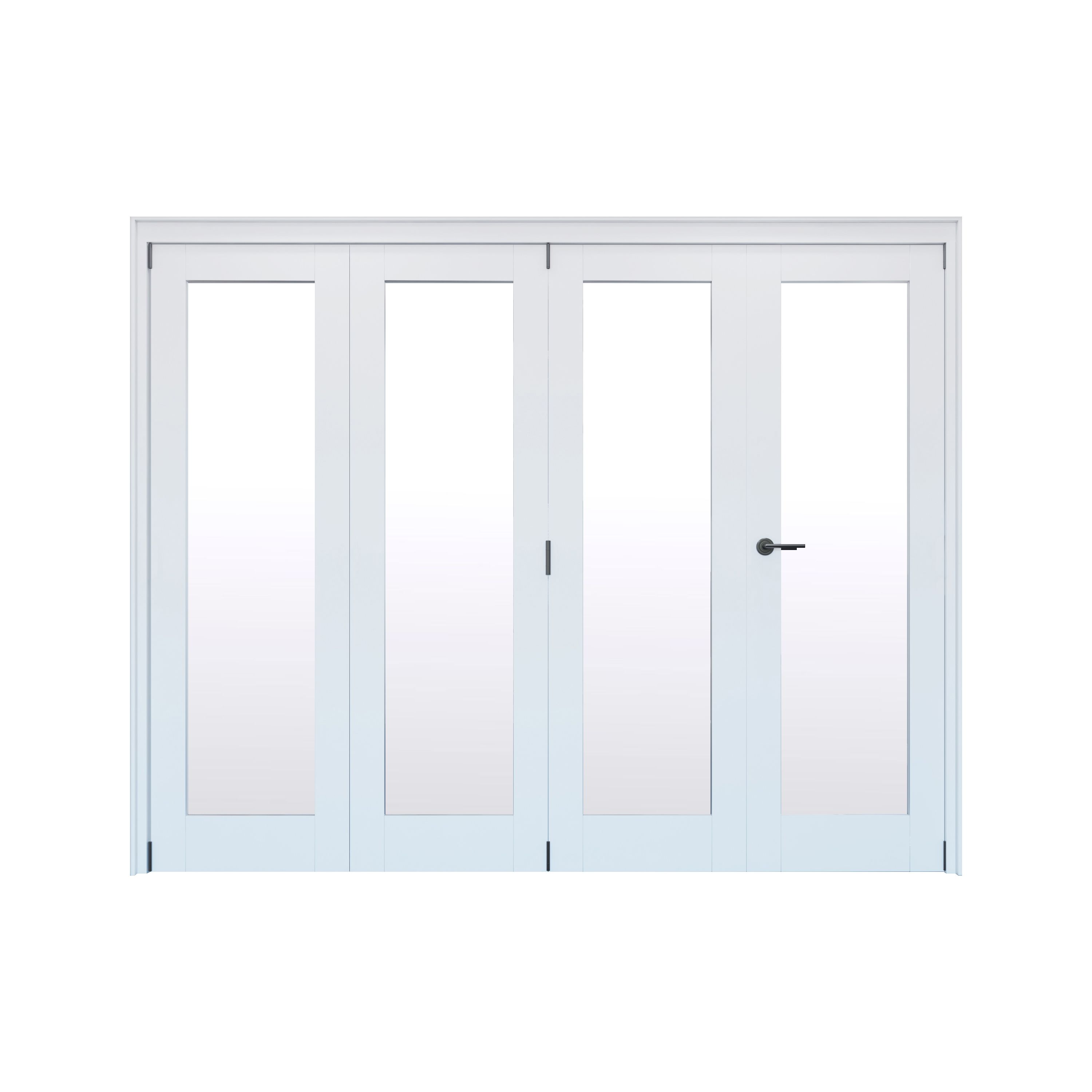 Geom 1 Lite Clear Glazed Pre-painted White Softwood Internal Bi-fold Door set, (H)2060mm (W)2517mm