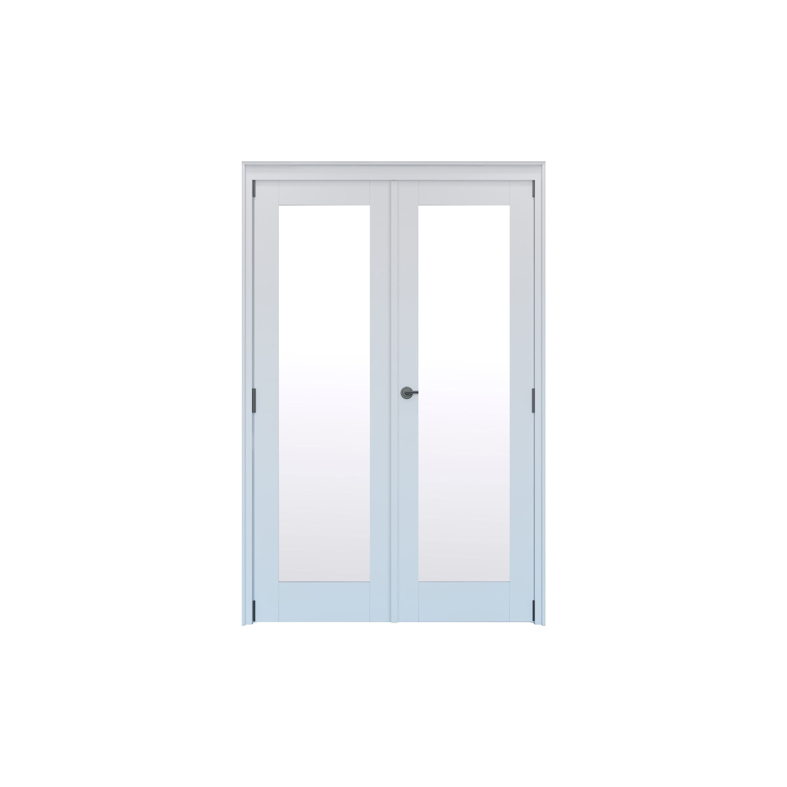 Geom 1 Lite Clear Glazed Primed White Softwood French Door set with 1 panes, (H)2017mm (W)1219mm