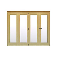 Geom 1 Lite Clear Glazed Veneered Oak Internal Bi-fold Door set, (H)2060mm (W)2517mm