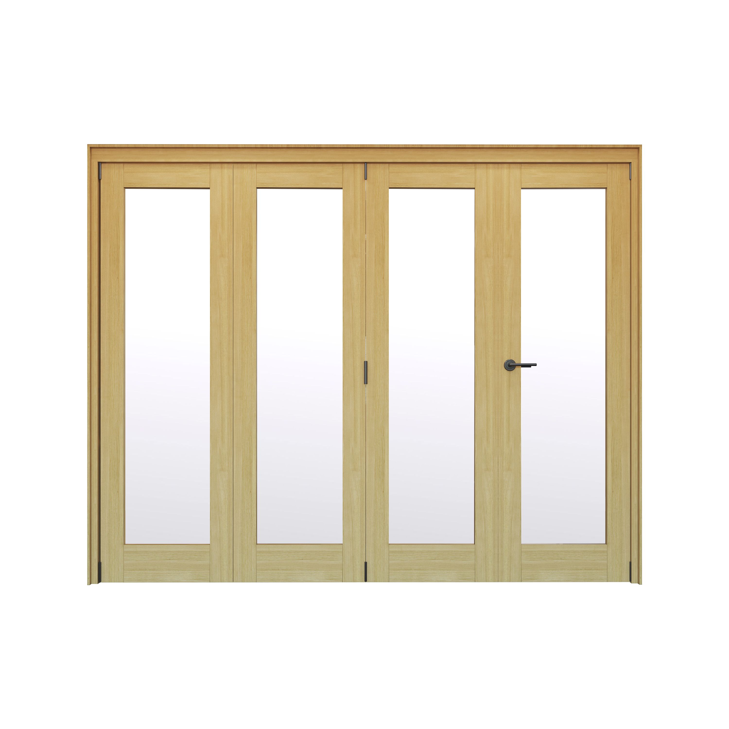 Geom 1 Lite Clear Glazed Veneered Oak Internal Bifold Door set, (H