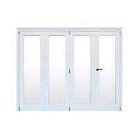 Geom 1 Lite Clear Glazed White Softwood Internal Bi-fold Door set, (H)2060mm (W)2821mm