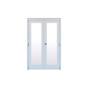 Geom 1 Lite Clear Glazed White Softwood Internal French Door set, (H)2017mm (W)1293mm