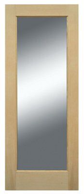 Geom 1 panel Clear Glazed Oak veneer External Front door, (H)2032mm (W)813mm