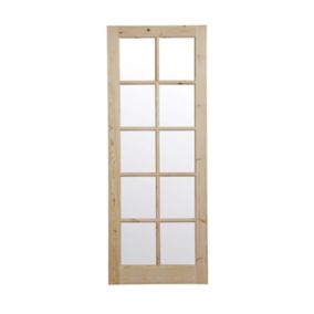 Geom 10 panel 10 Lite Clear Glazed Traditional Internal Knotty pine Door, (H)1981mm (W)686mm (T)35mm