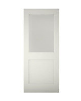 Geom 2 panel Clear Glazed White Pine veneer Back door, (H)2032mm (W)813mm