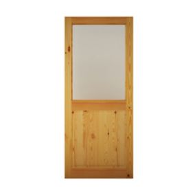 Geom 2 panel Glazed Pine veneer LH & RH External Back door, (H)2032mm (W)813mm