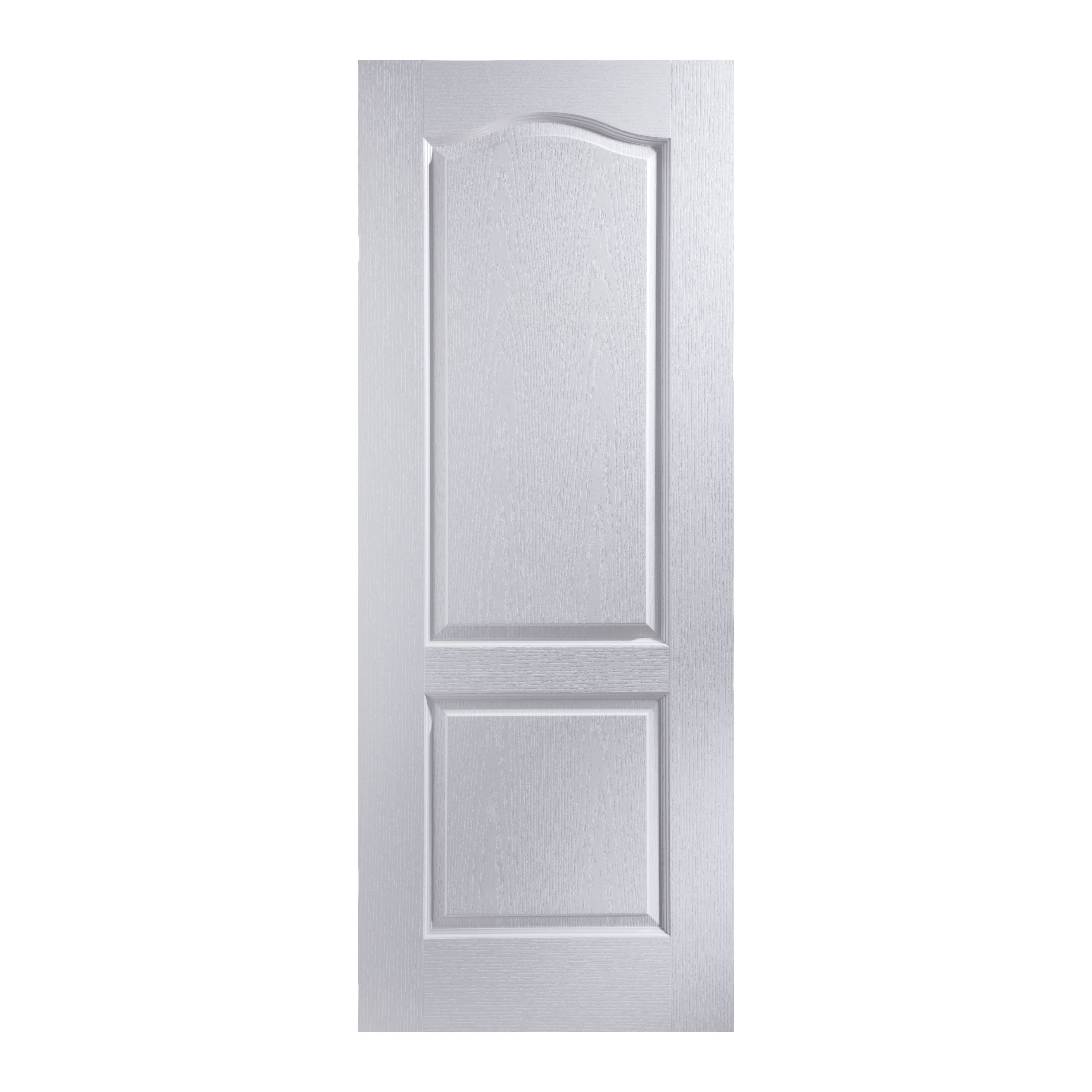 Geom 2 panel Unglazed Arched White Woodgrain effect Internal Timber Door, (H)1981mm (W)762mm (T)44mm