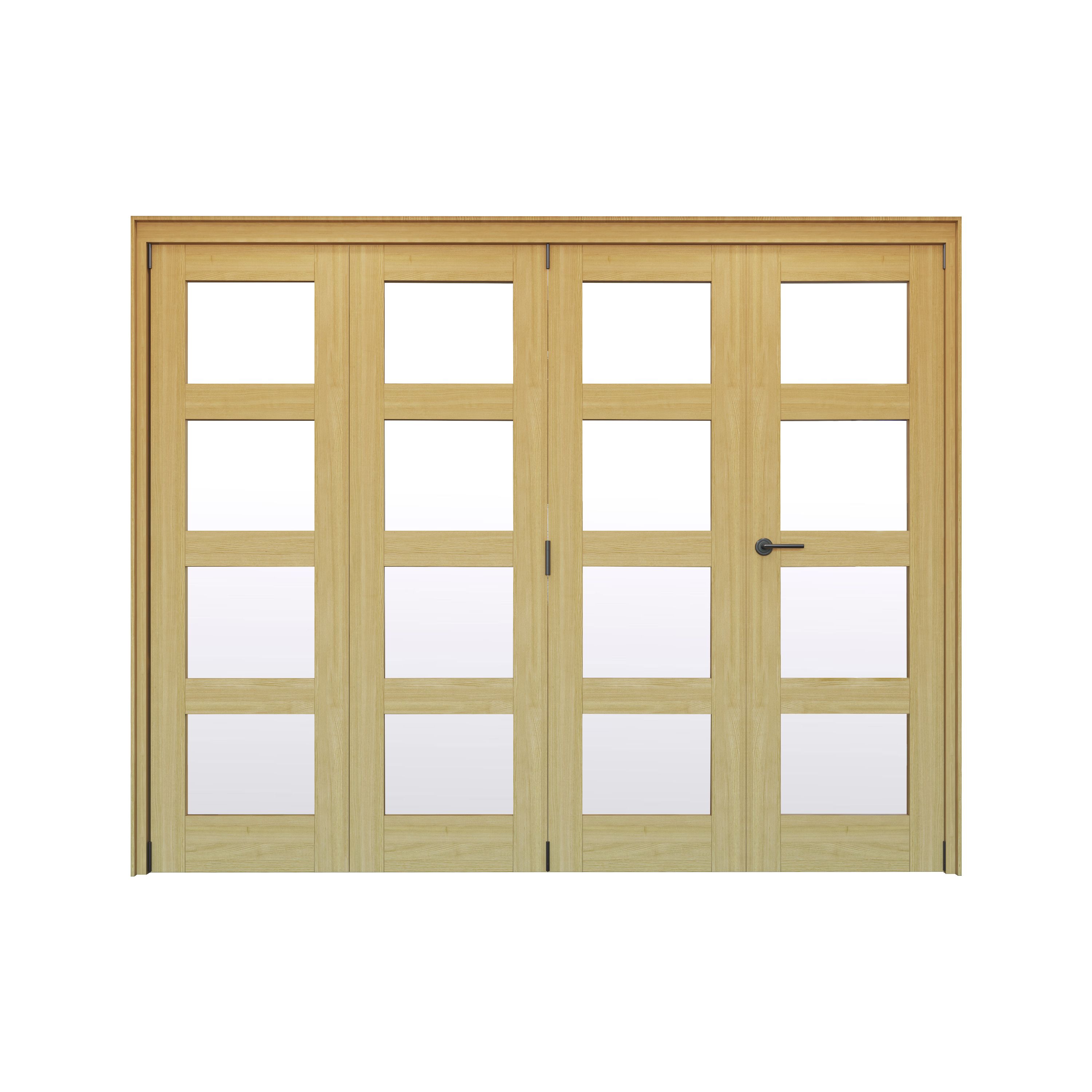 Geom 4 Lite Clear Glazed Oak Internal Bi-fold Door set, (H)2060mm (W)2517mm