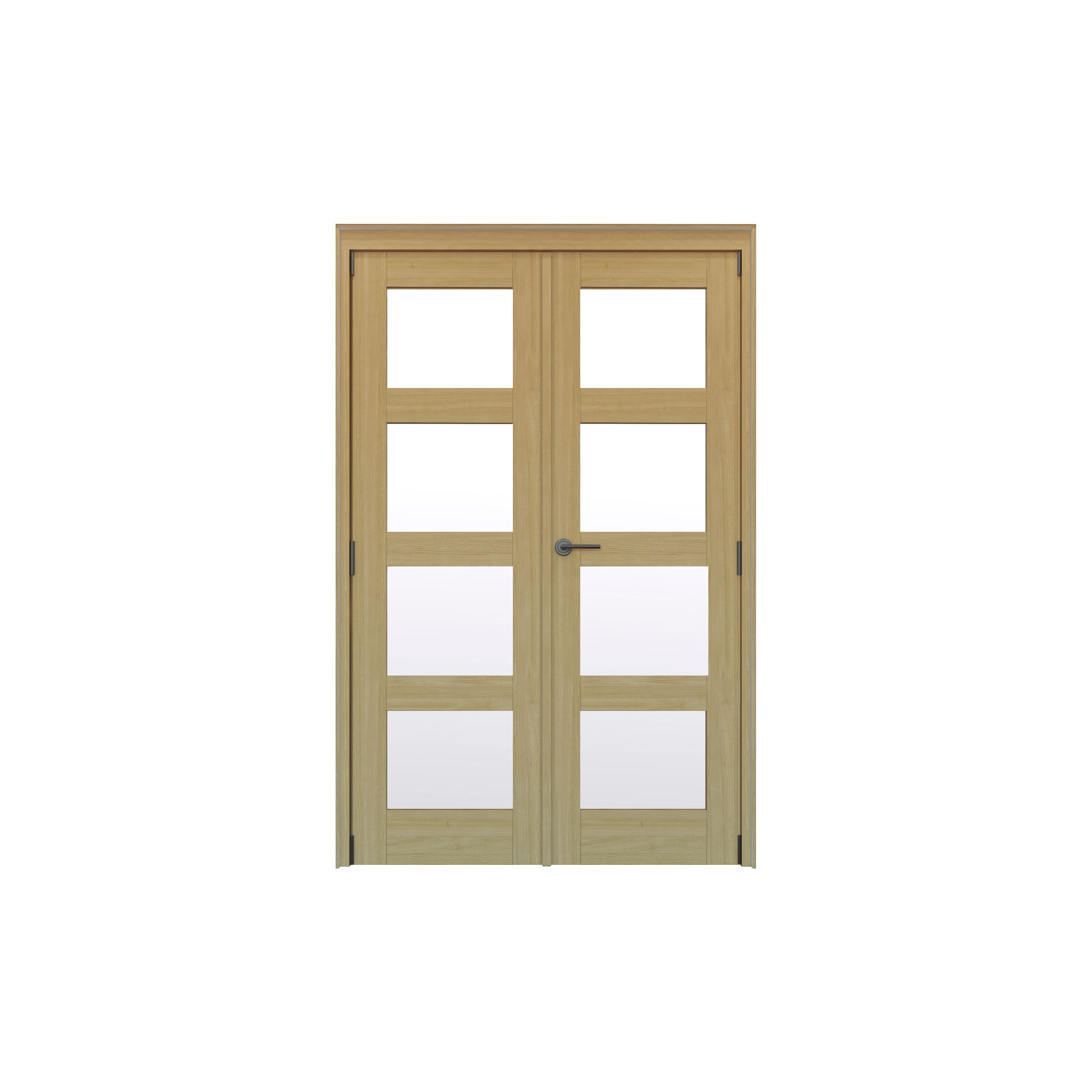 Geom 4 Lite Clear Glazed Oak Internal Patio Door set, (H)2017mm (W)1597mm