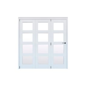 Geom 4 Lite Clear Glazed Pre-painted White Softwood Internal Bi-fold Door set, (H)2060mm (W)1904mm