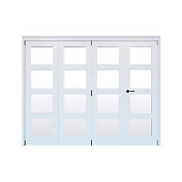 Geom 4 Lite Clear Glazed Pre-painted White Softwood Internal Bi-fold Door set, (H)2060mm (W)2517mm