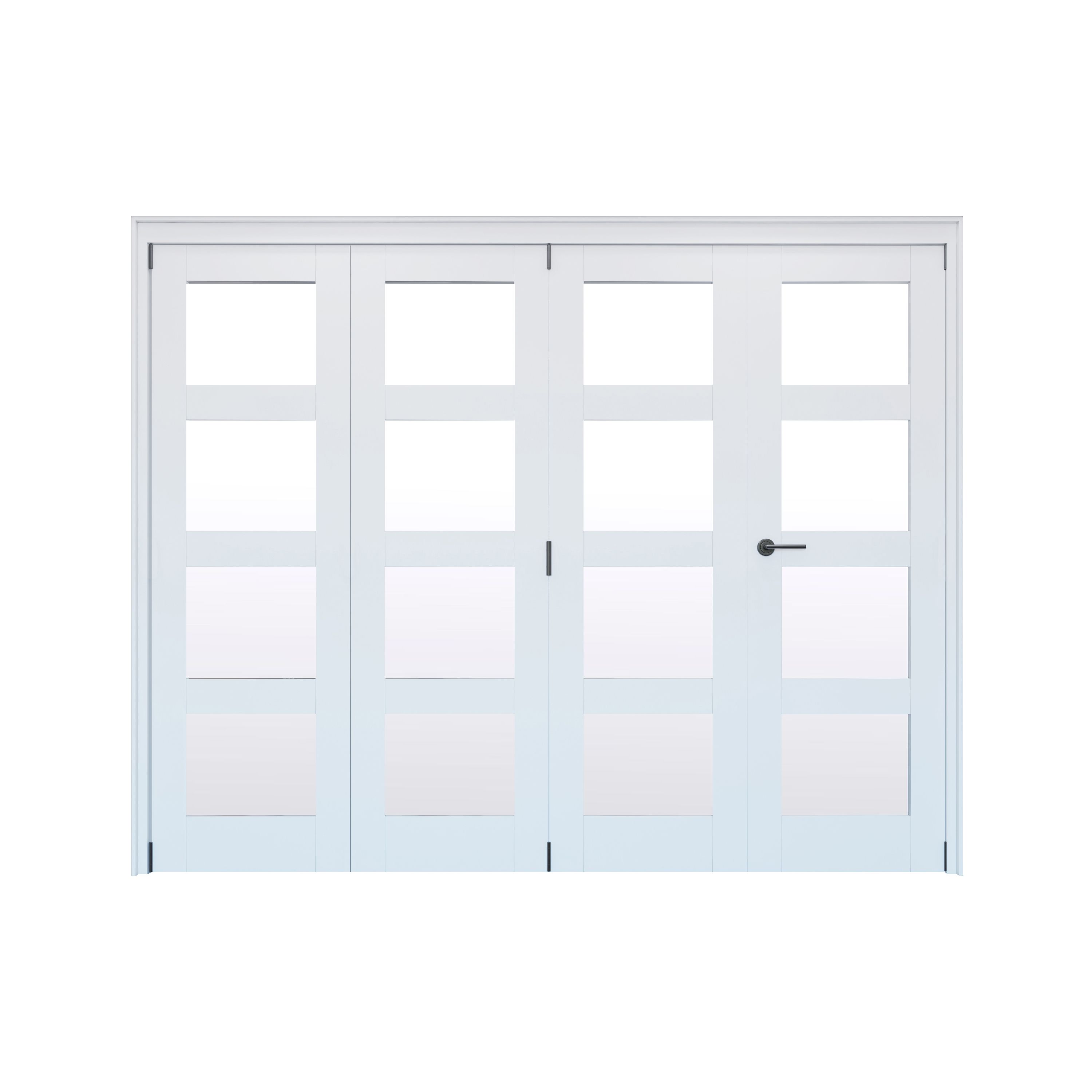 Geom 4 Lite Clear Glazed Pre-painted White Softwood Internal Bi-fold Door set, (H)2060mm (W)2517mm