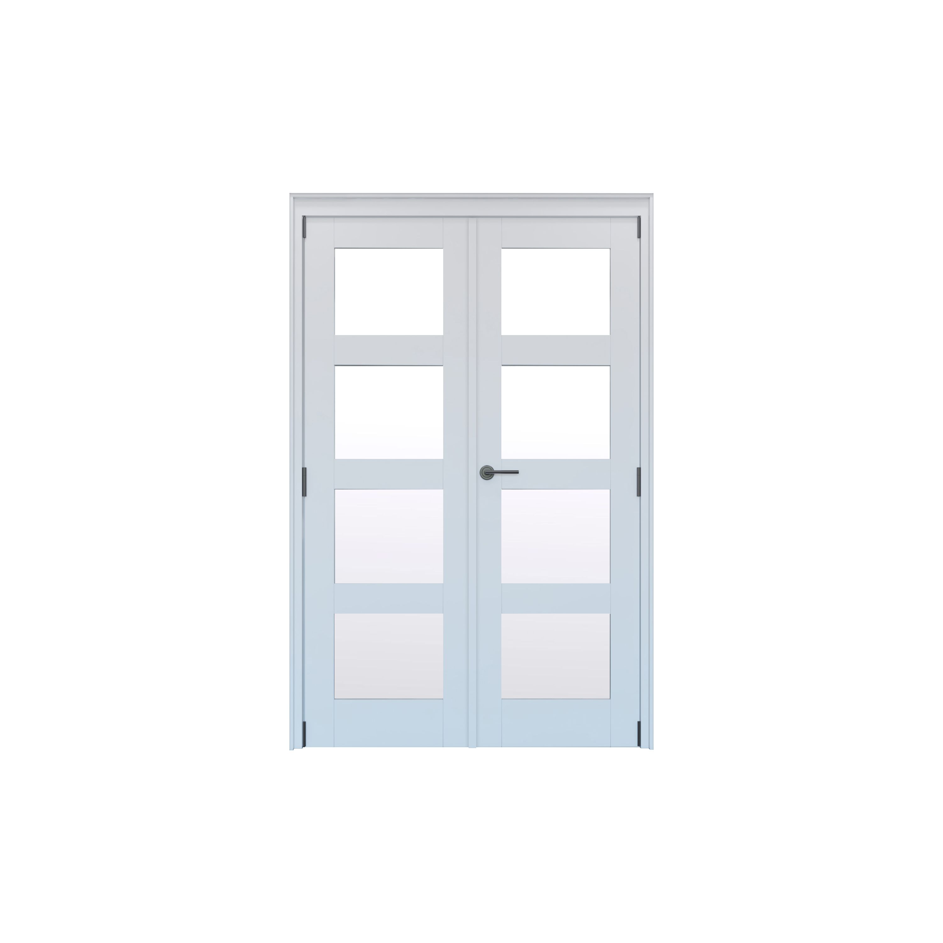 Geom 4 Lite Clear Glazed Pre-painted White Softwood Internal French Door set, (H)2017mm (W)1597mm