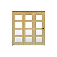 Geom 4 Lite Clear Glazed Veneered Oak Internal Bi-fold Door set, (H)2060mm (W)1904mm