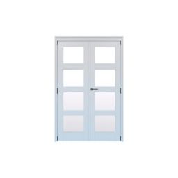 Geom 4 Lite Clear Glazed White Softwood Internal French Door set, (H)2017mm (W)1597mm