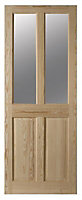 Geom 4 panel Clear Glazed Internal Door, (H)1981mm (W)686mm (T)35mm