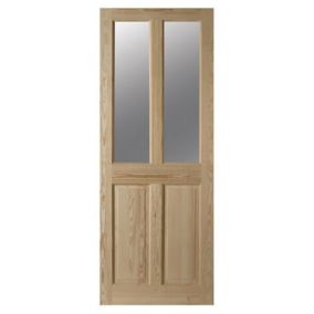 Geom 4 panel Clear Glazed Internal Door, (H)1981mm (W)686mm (T)35mm