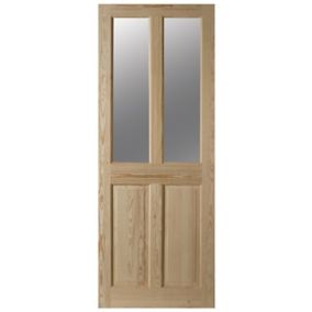 Geom 4 panel Clear Glazed Victorian Pine veneer Internal Clear pine Door, (H)2032mm (W)813mm (T)35mm