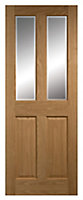 Geom 4 panel Frosted Glazed Oak veneer Internal Door, (H)2040mm (W)826mm (T)40mm