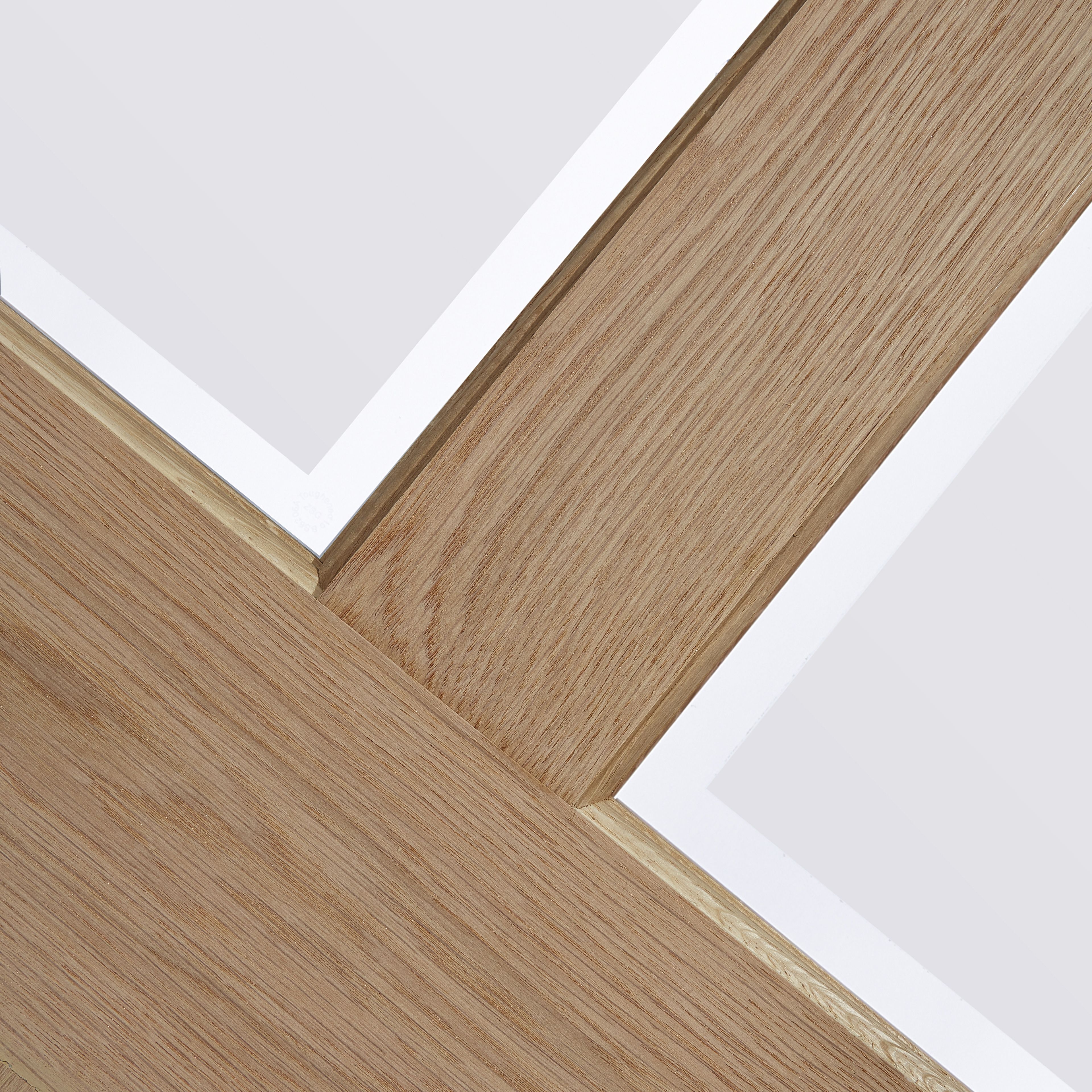 Geom 4 panel Frosted Glazed Oak veneer Internal Door, (H)2040mm (W)826mm (T)40mm