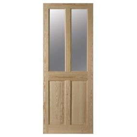 Geom 4 panel Glazed Internal Door, (H)1981mm (W)762mm (T)35mm