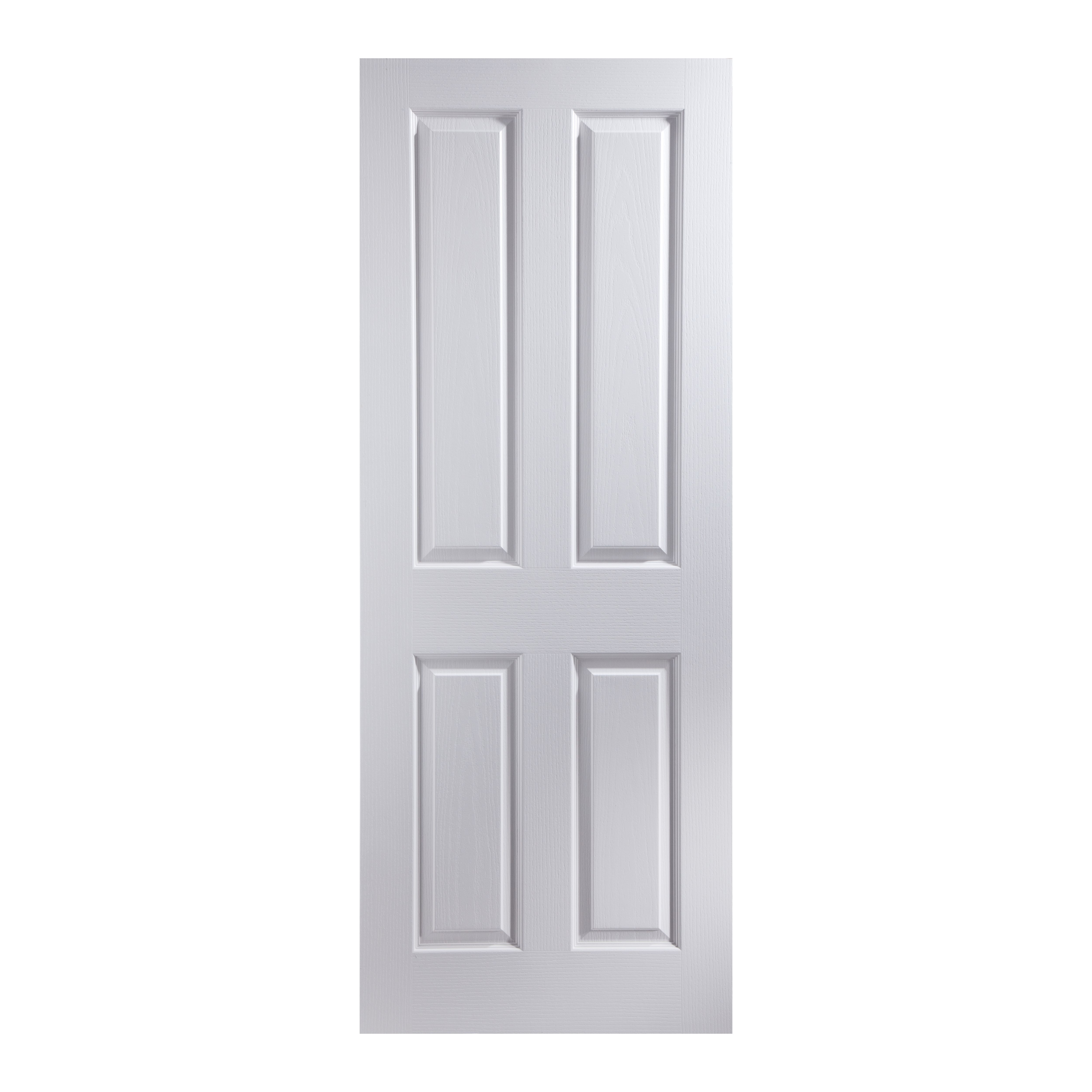 Geom 4 panel Unglazed Contemporary White Woodgrain effect Internal Timber Door, (H)2032mm (W)813mm (T)44mm