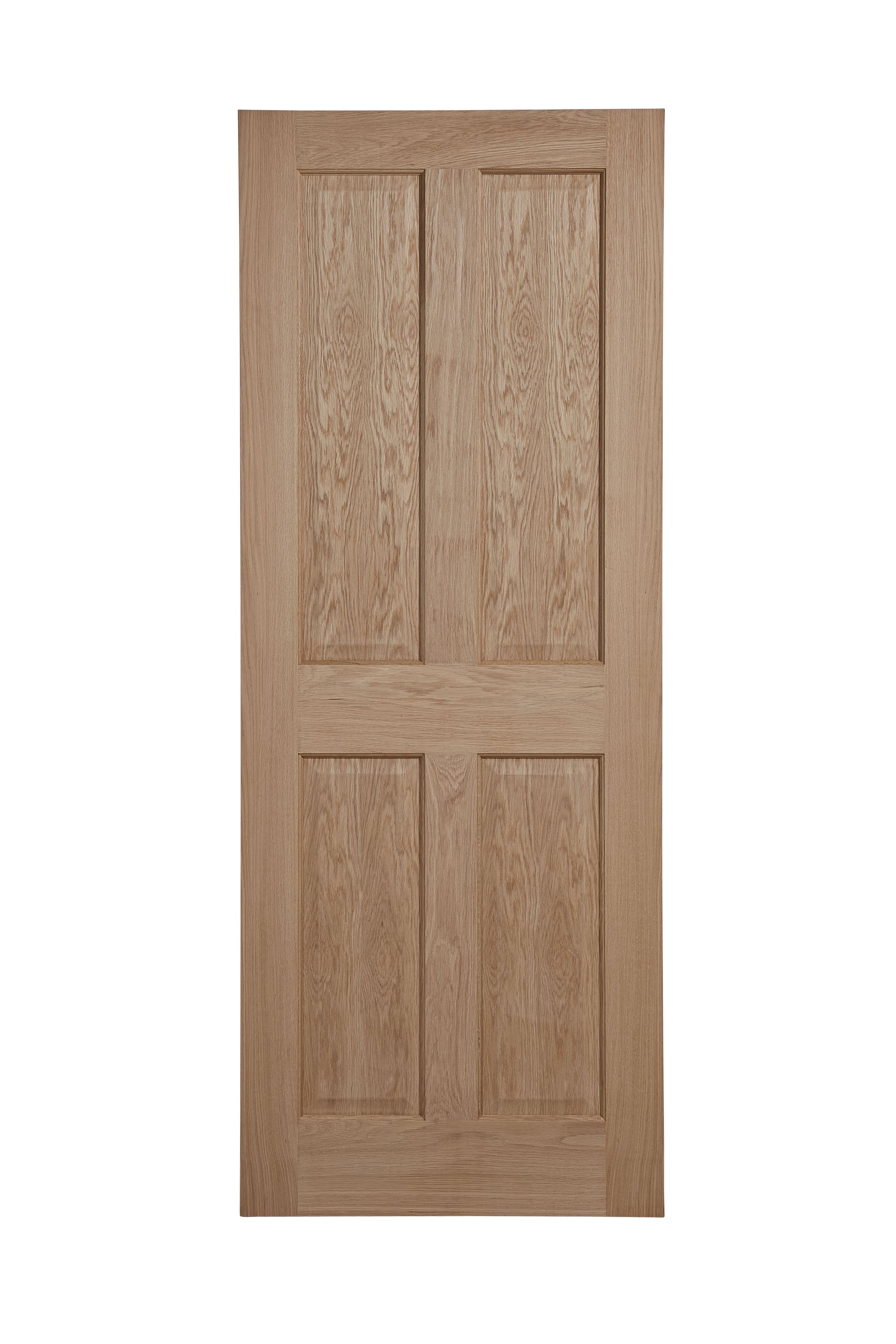 Buy Geom 4 panel Unglazed Oak veneer Internal Door, (H)2040mm (W)726mm