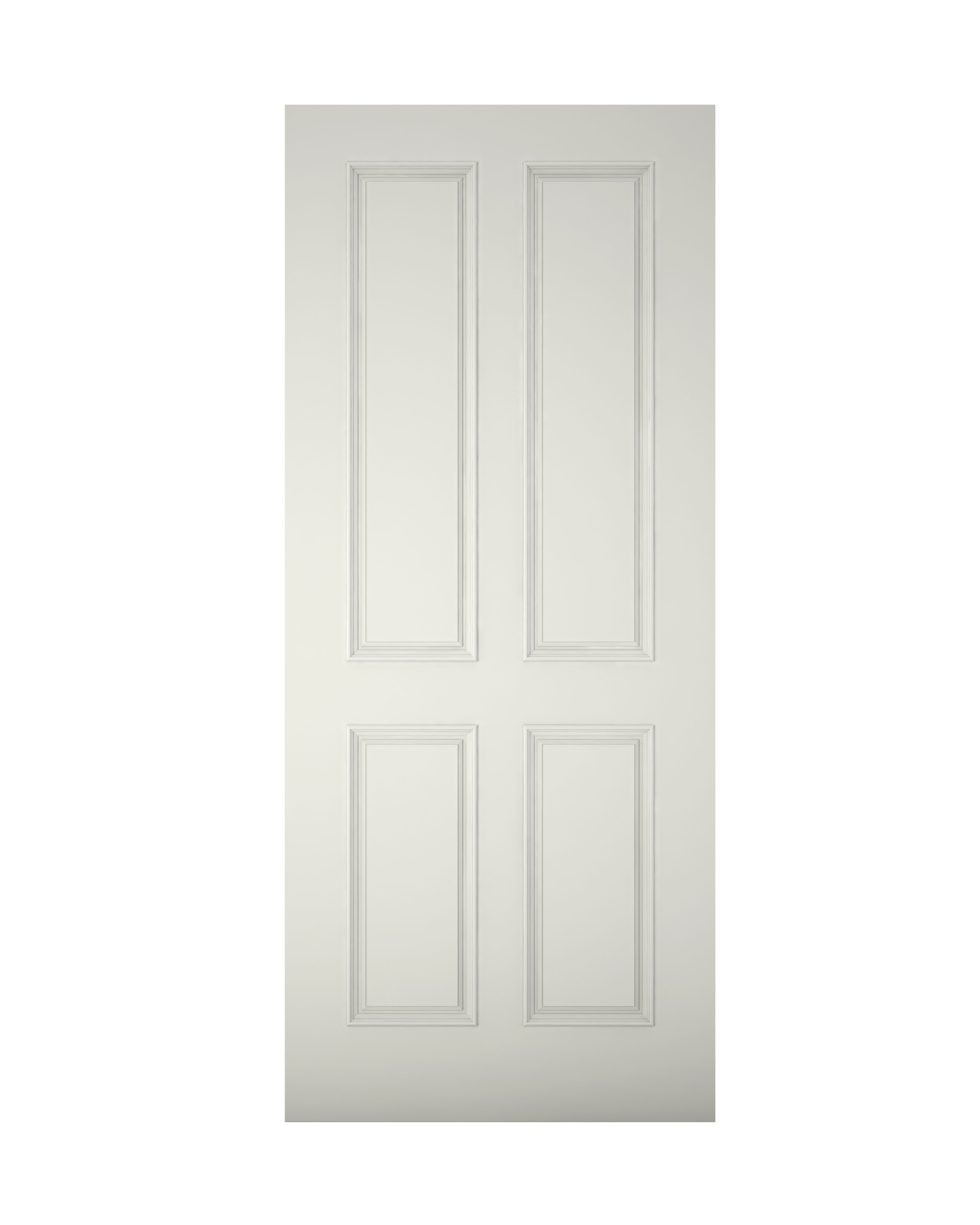 Geom 4 panel White Wooden External Panel Front door, (H)1981mm (W)762mm