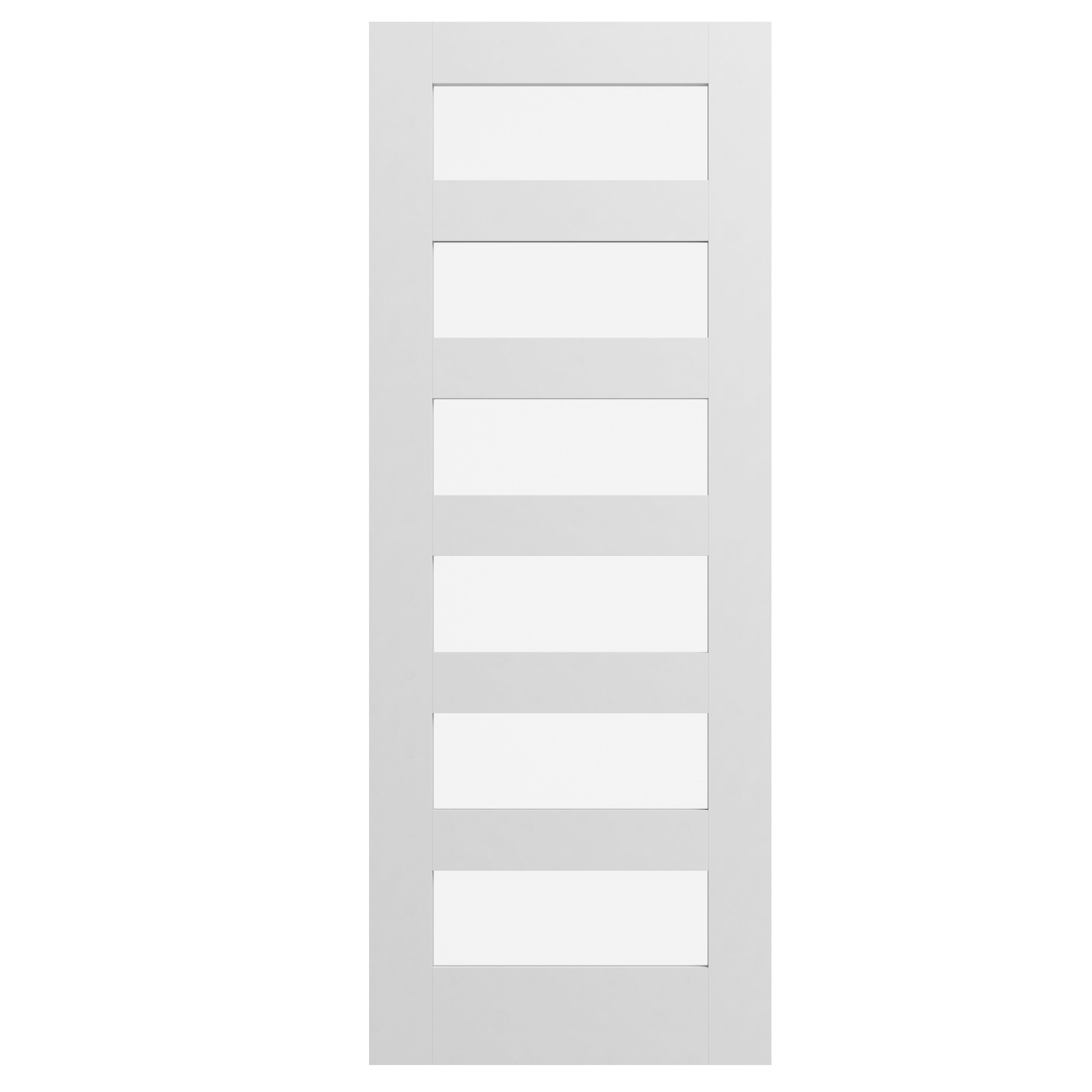 Geom 6 panel 6 Lite Clear Glazed Shaker White Internal Door, (H)1981mm (W)686mm (T)35mm