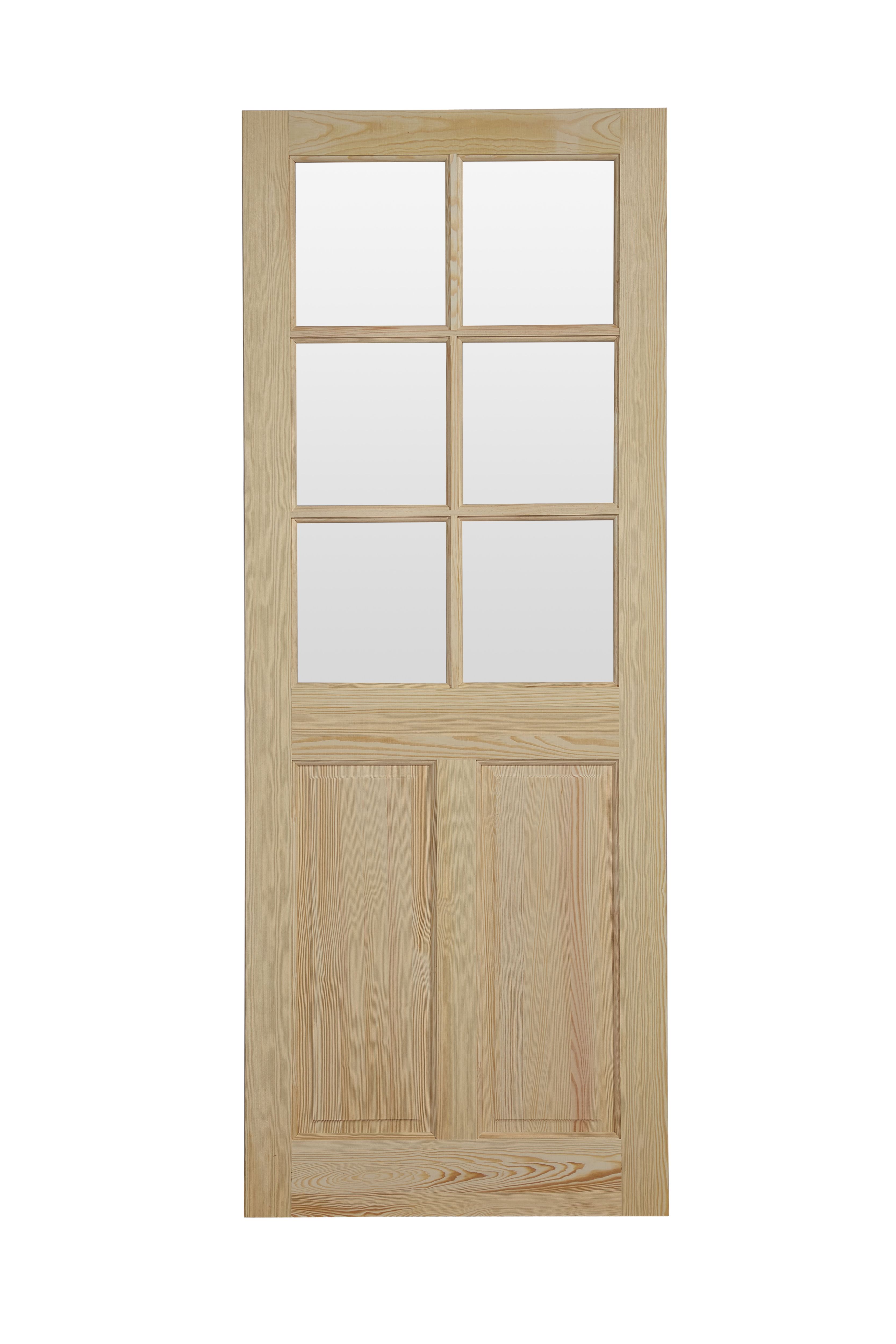 Geom 6 panel Clear Glazed Victorian Pine veneer Internal Clear pine Door, (H)1981mm (W)686mm (T)35mm