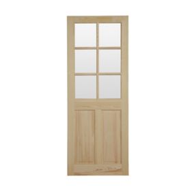 Geom 6 panel Clear Glazed Victorian Pine veneer Internal Clear pine Door, (H)1981mm (W)686mm (T)35mm